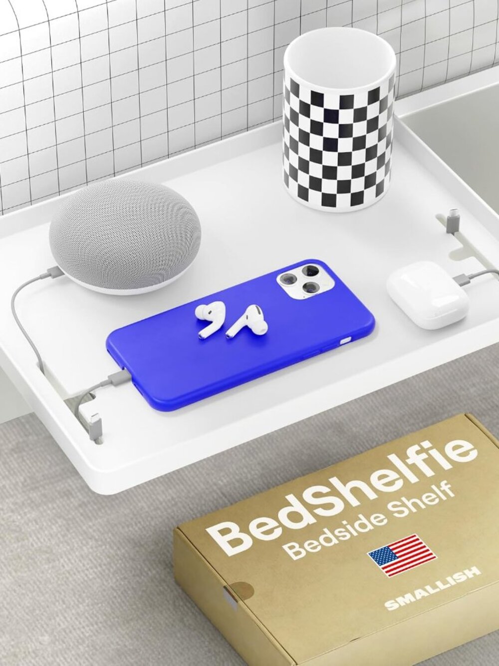 BedShelfie CableCatch Bedside Caddy